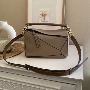 Excellent Preowned Small Loewe Puzzle Bag in Sand/Mink With Gold Hardware